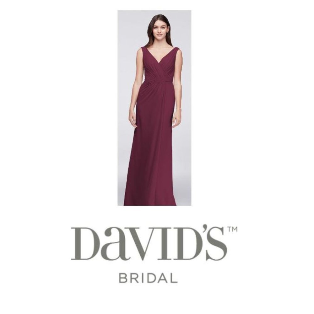 DB Wine Pleated Chiffon Dress, SZ 20